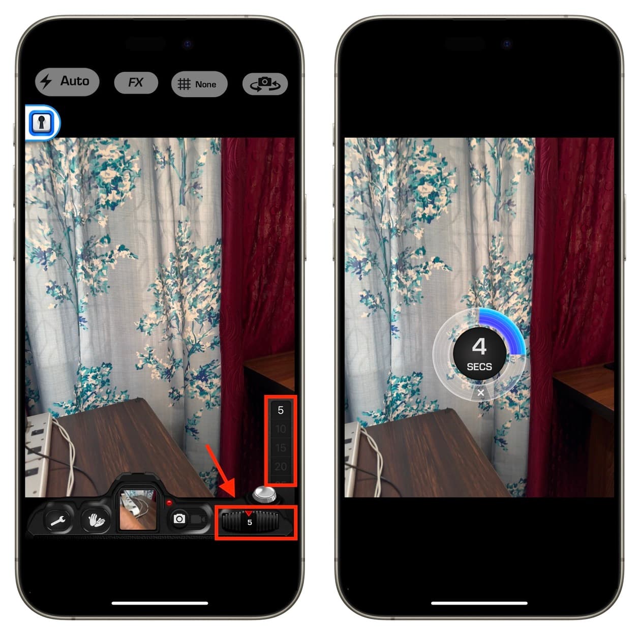 Timer Auto Camera app on iPhone