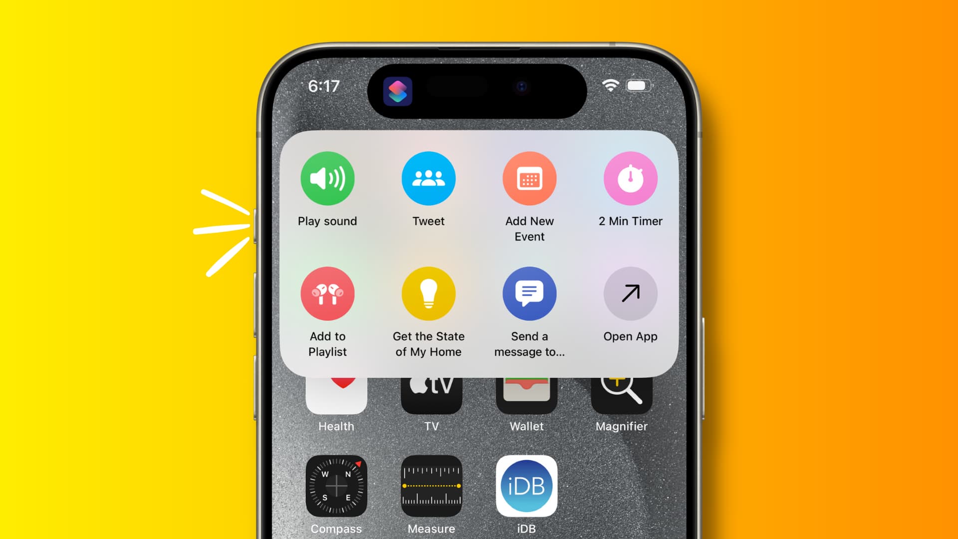 Using Action button to open a folder of shortcuts