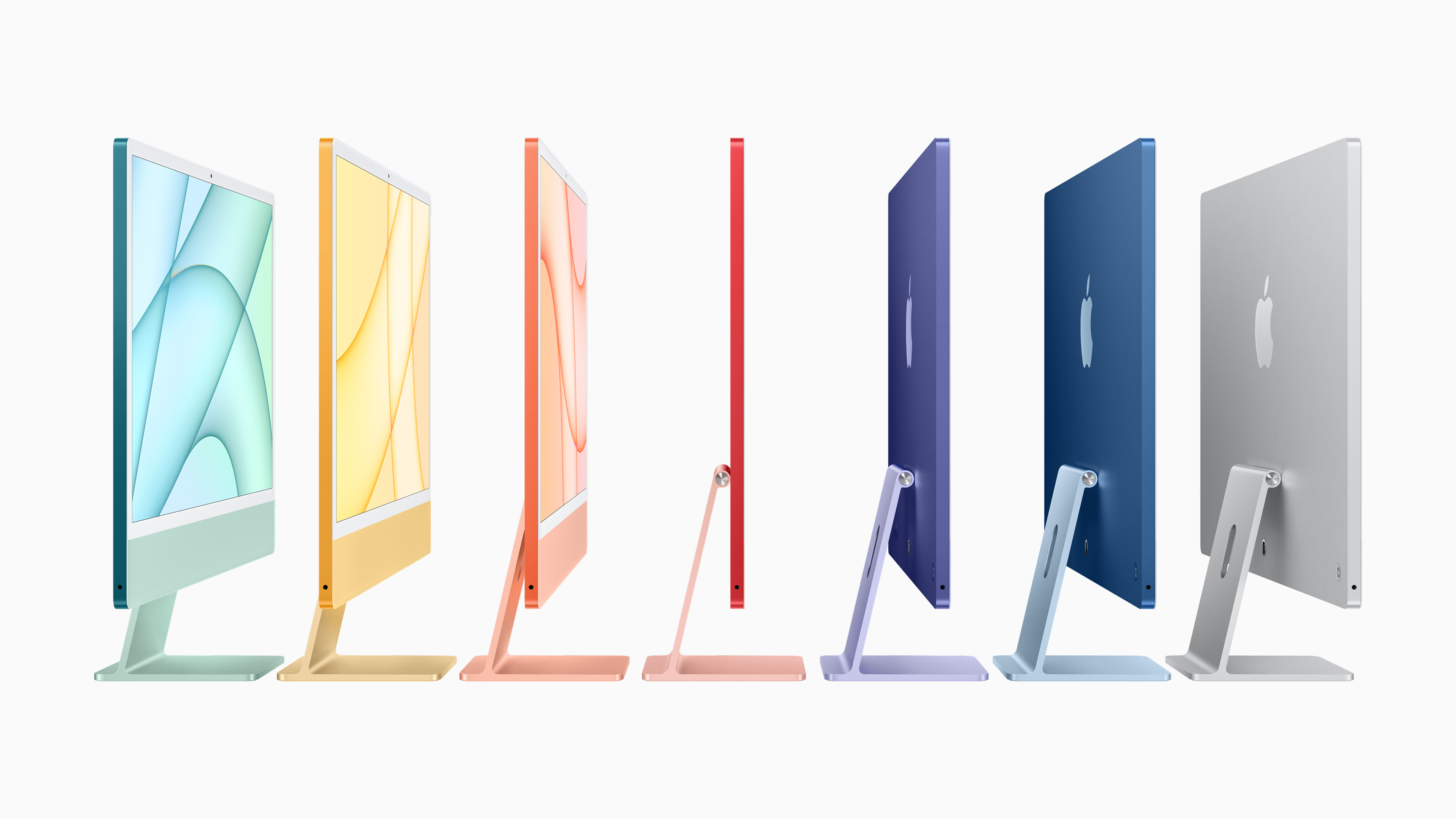 Marketing image showcasing the M1 iMac colors