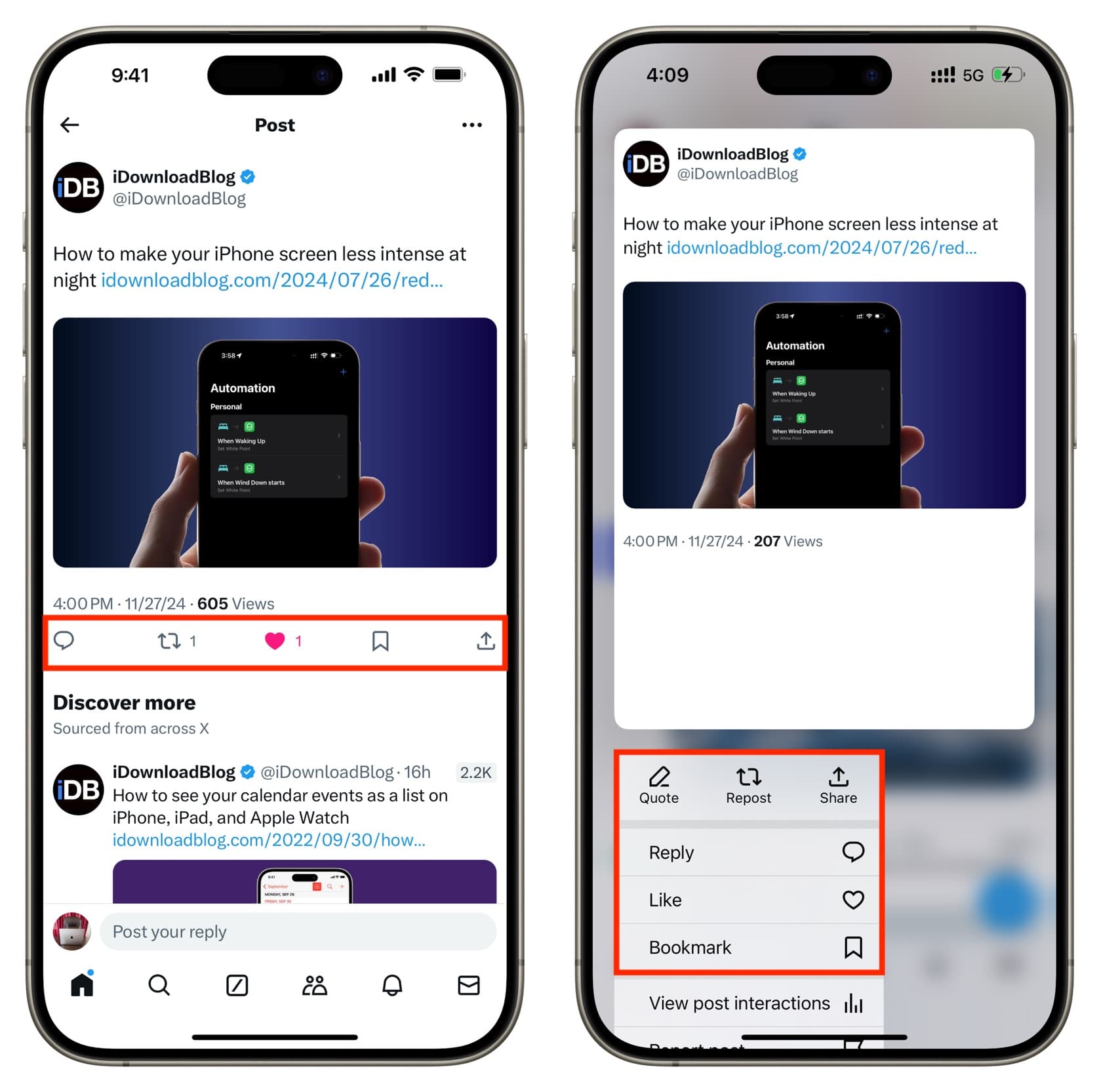 Engage with post after hiding engagement icons in X app