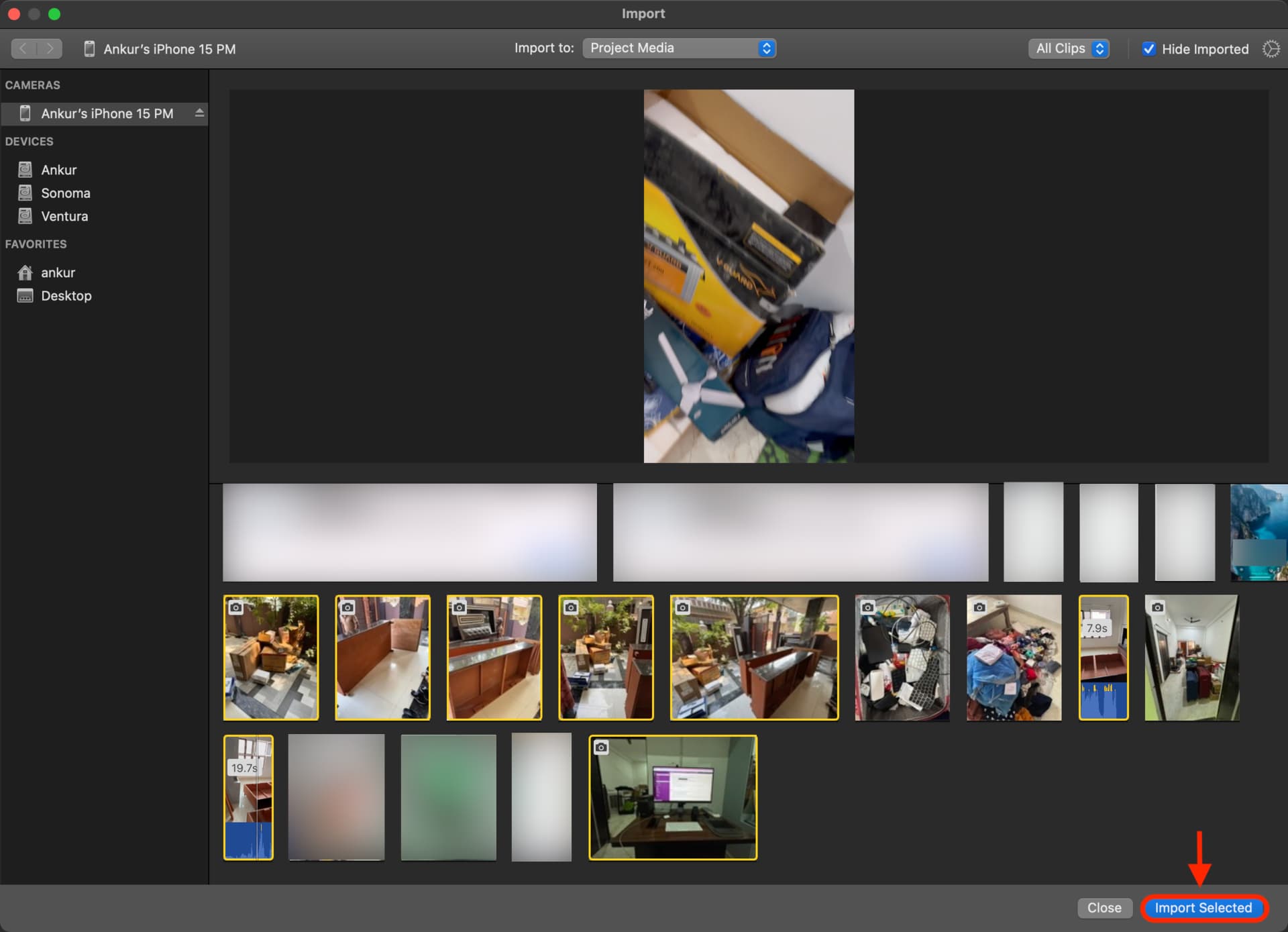 Import Selected iPhone videos and photos to iMovie on Mac