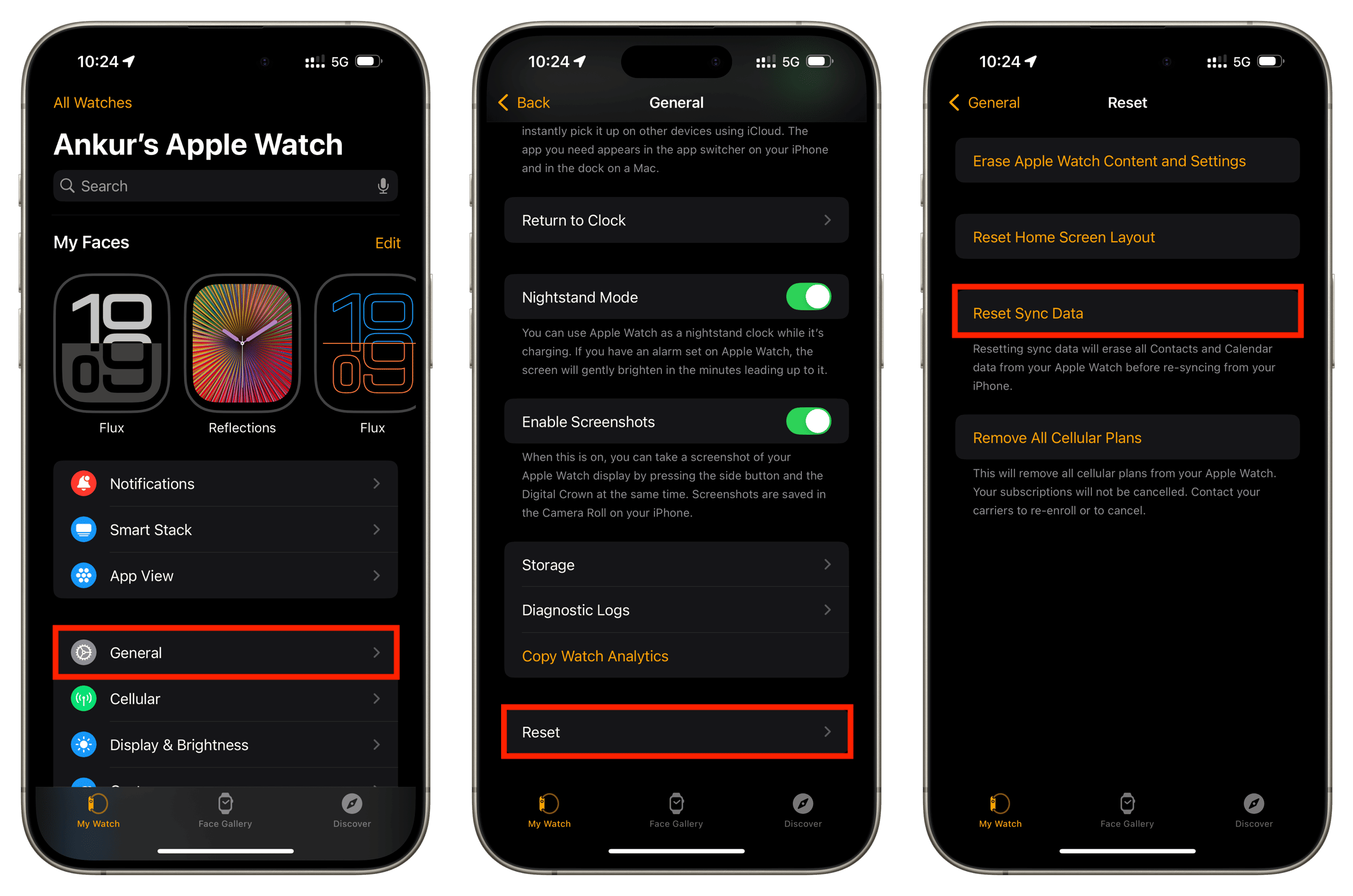 Reset Sync Data in Apple Watch app on iPhone