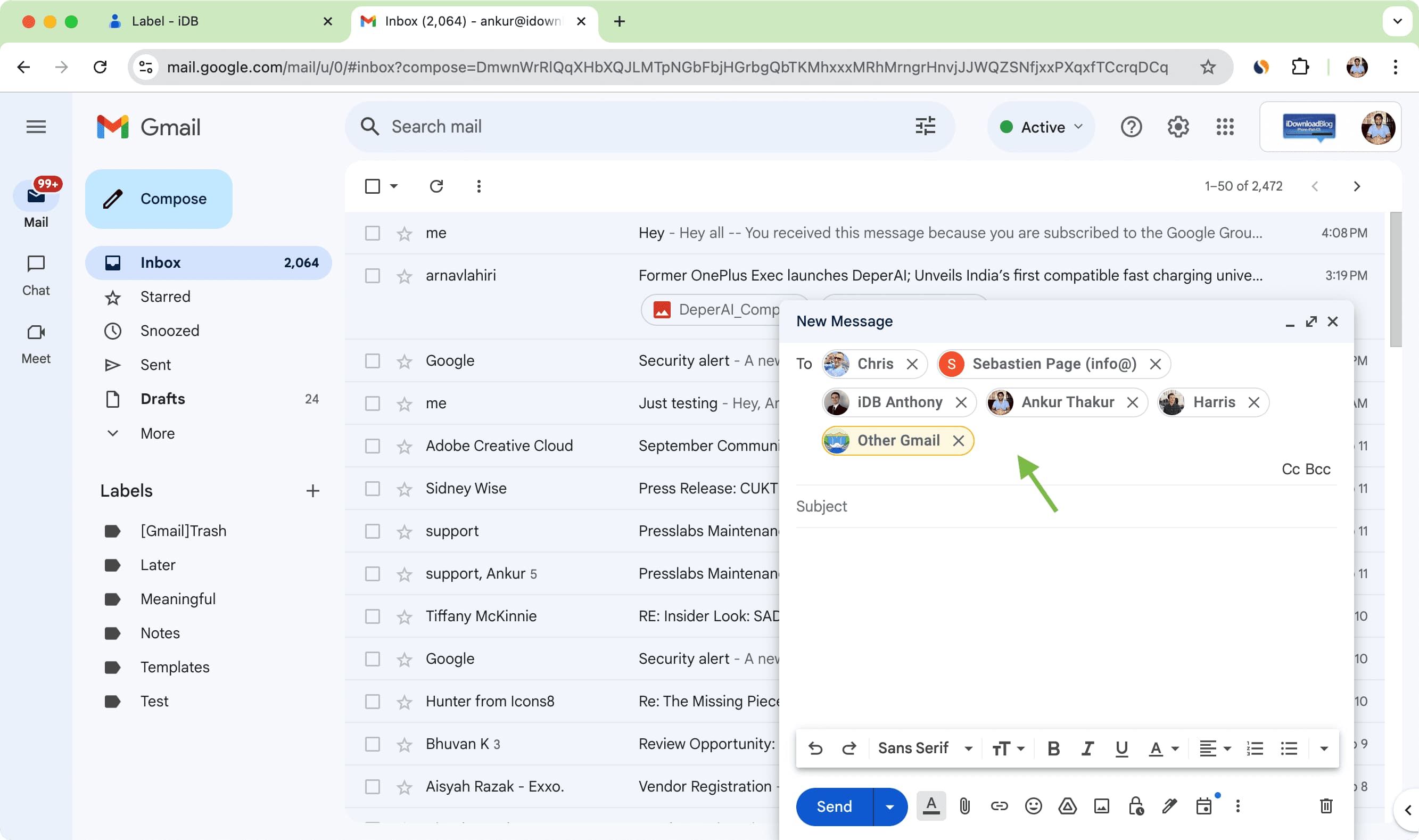 Sending group email from Gmail