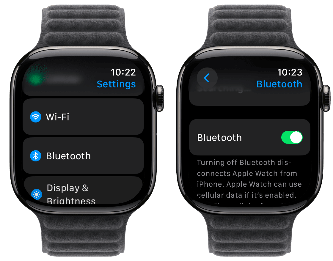 Wi-Fi and Bluetooth in Apple Watch Settings