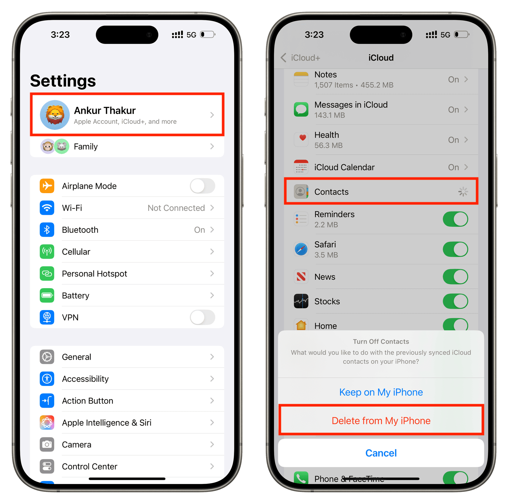 Delete iCloud Contacts from your iPhone