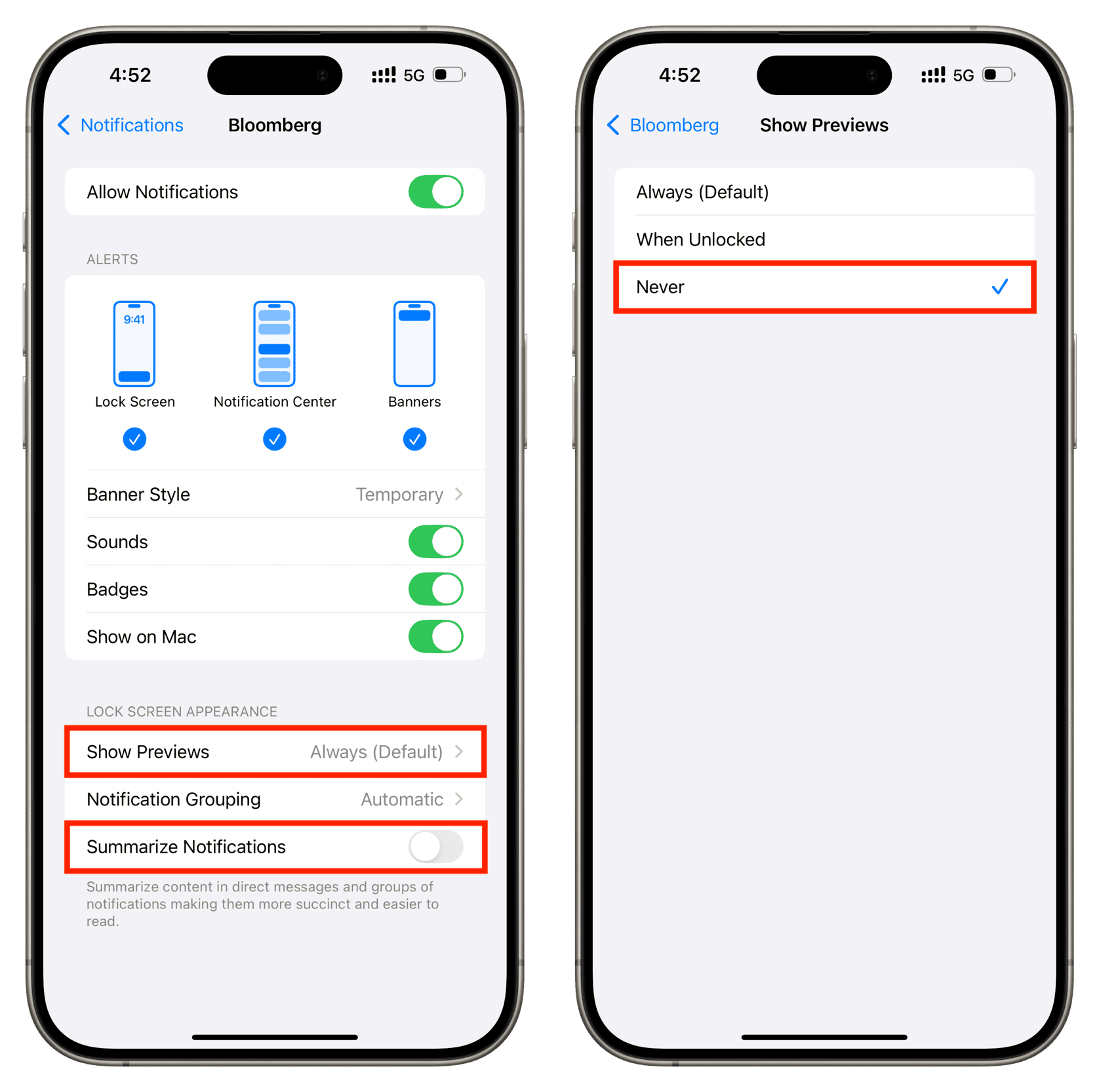 Other ways to turn off Apple Intelligence summary notification on iPhone