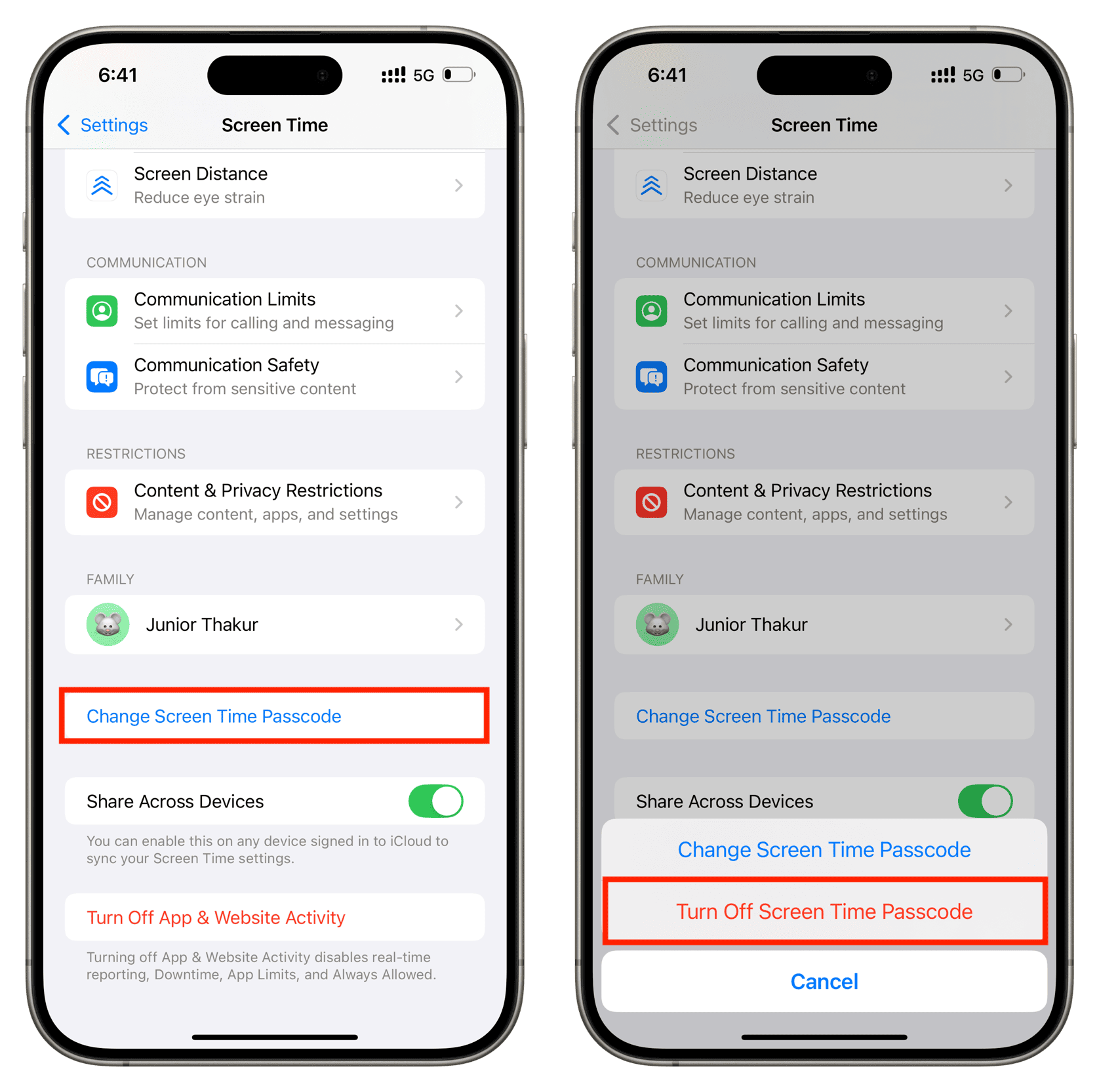 Turn Off Screen Time Passcode on iPhone