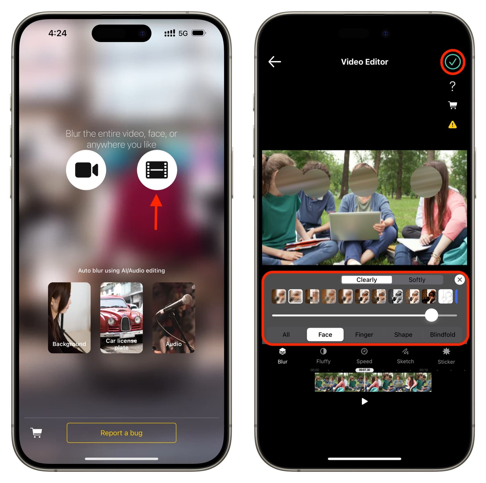 Video Mosaic app on iPhone to hide faces