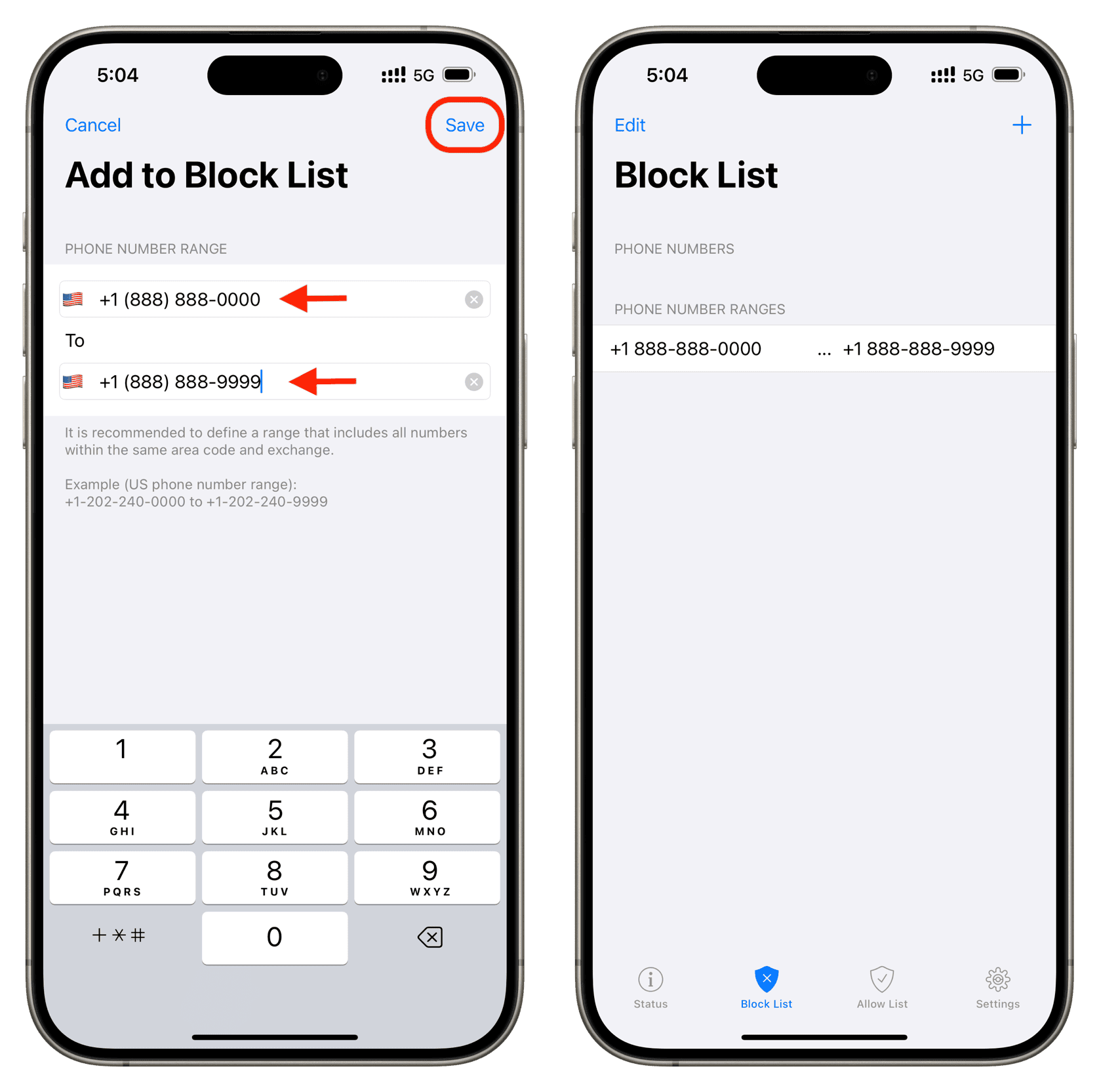 Adding thousands of phone number to iPhone blocklist