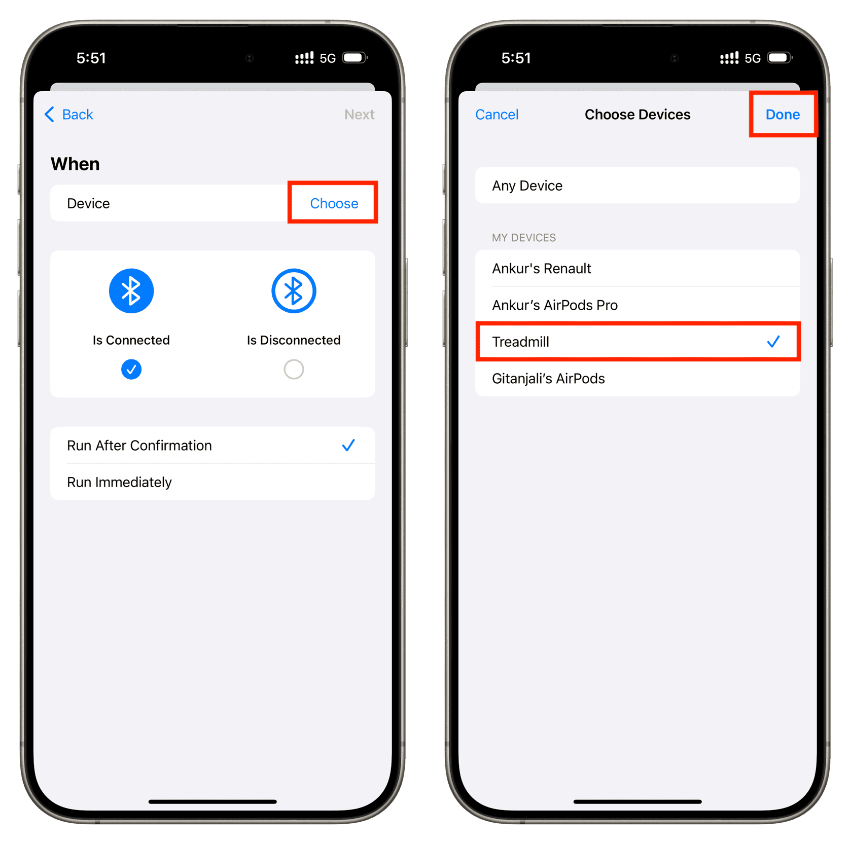 Choosing Treadmill as Bluetooth device for iOS automation