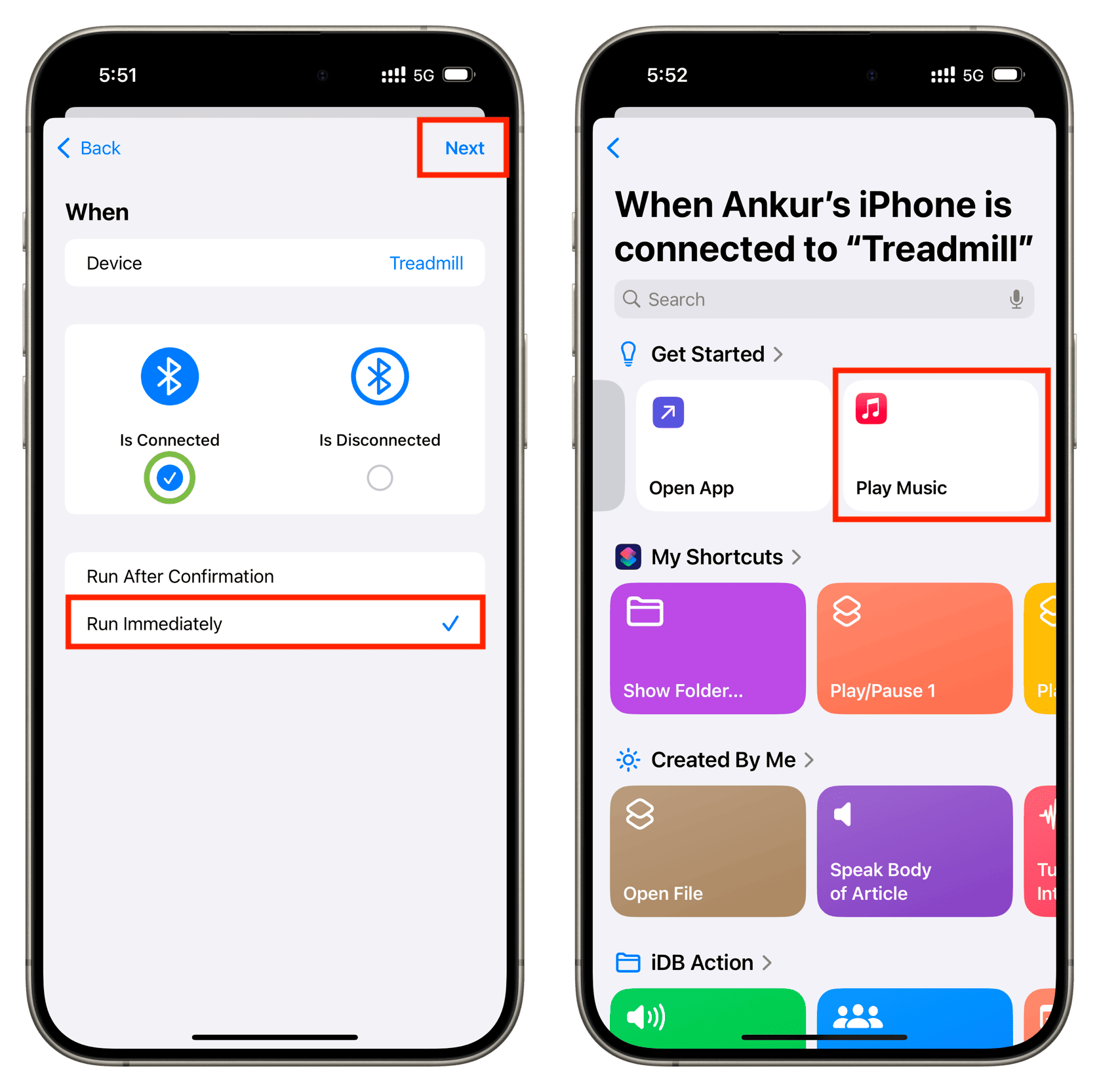 Creating an iOS automation to play music when Bluetooth device is connected