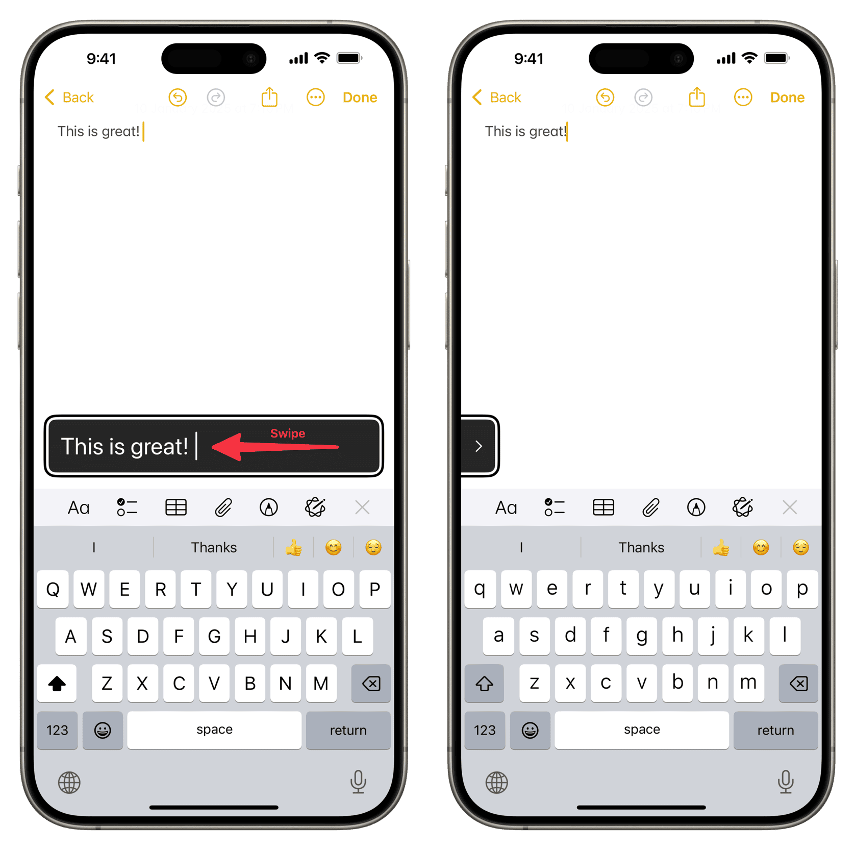 Hide Hover Typing box from screen on iPhone