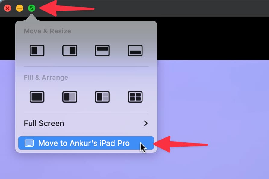 Move Mac window to iPad