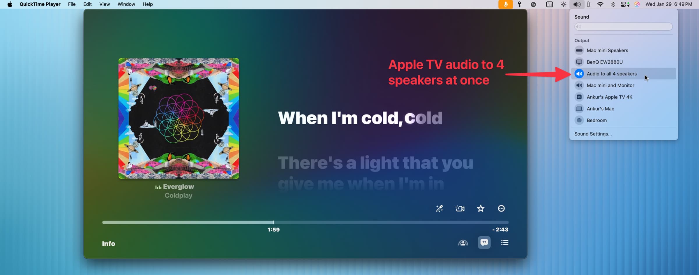 Routing Apple TV audio to four speakers using Mac