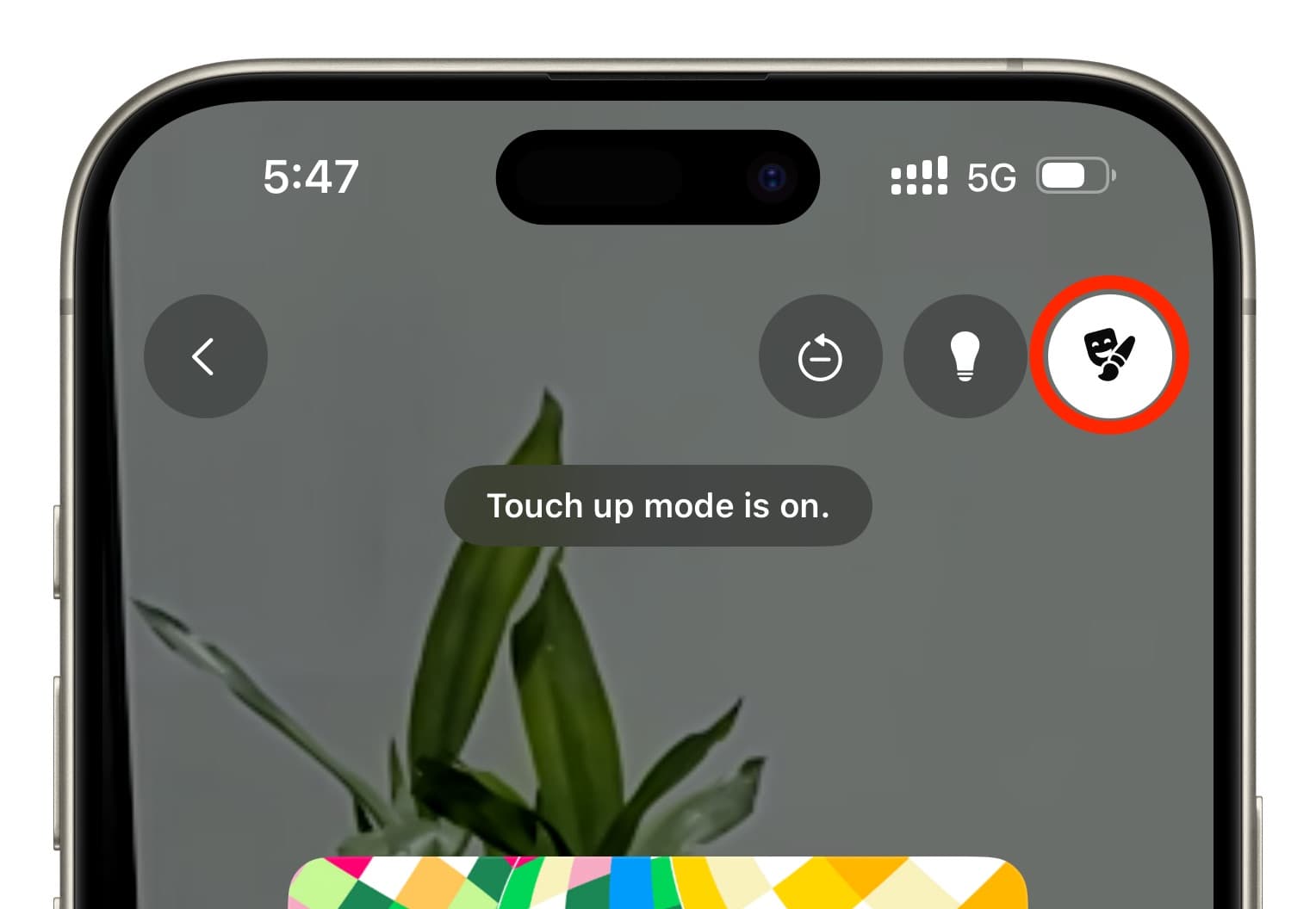 Touch up mode is on for video calls on WhatsApp