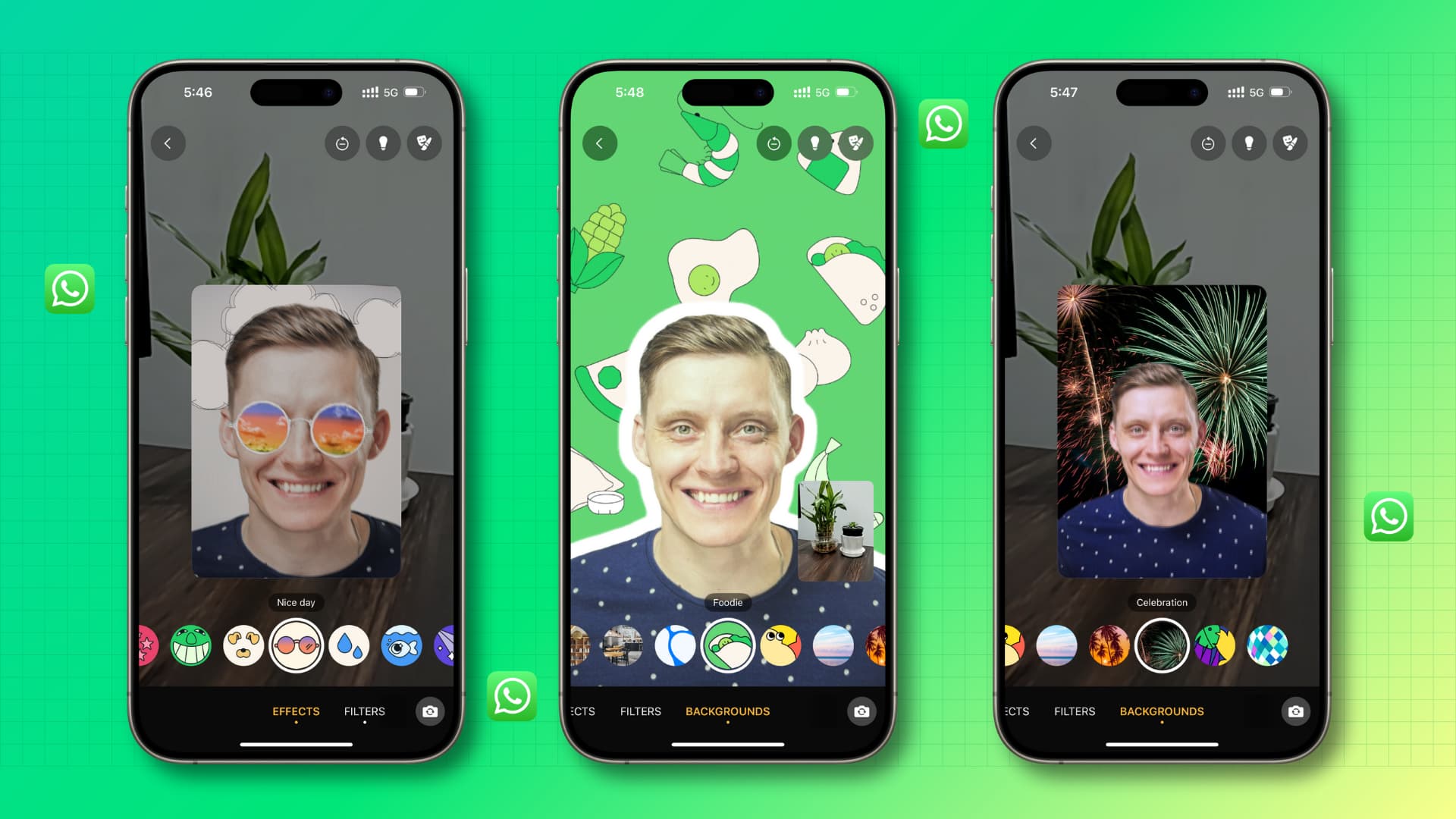 WhatsApp effects and virtual background during video calls on iPhone