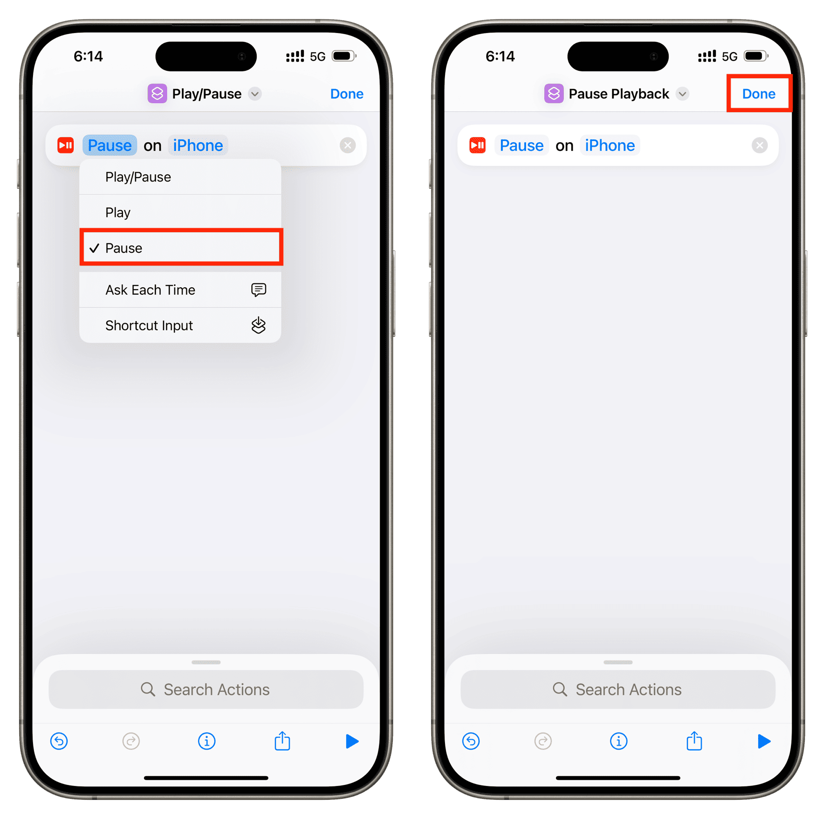 iOS Shortcut to pause music playback on iPhone