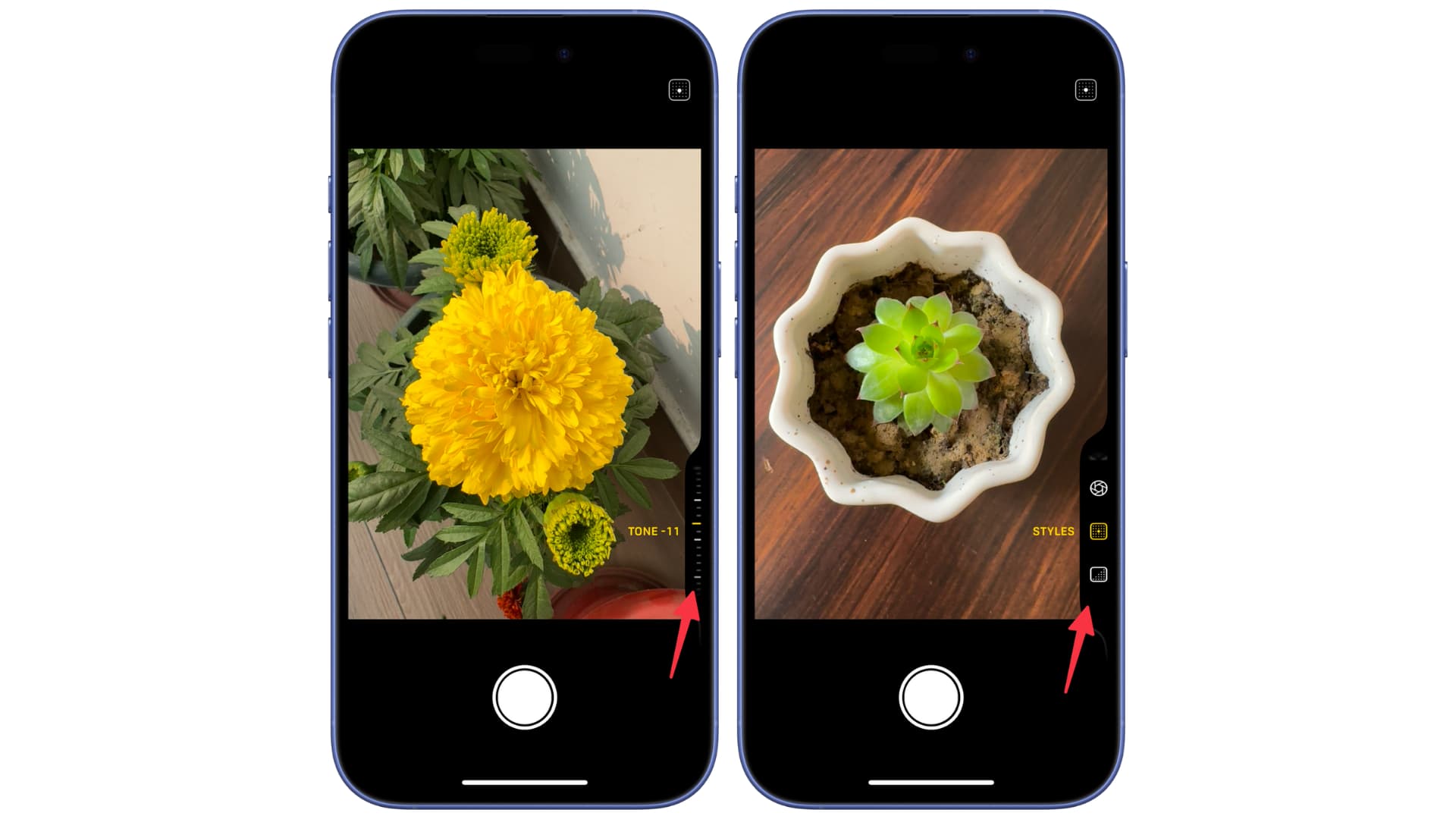 Common camera settings when pressing Camera Control button on iPhone