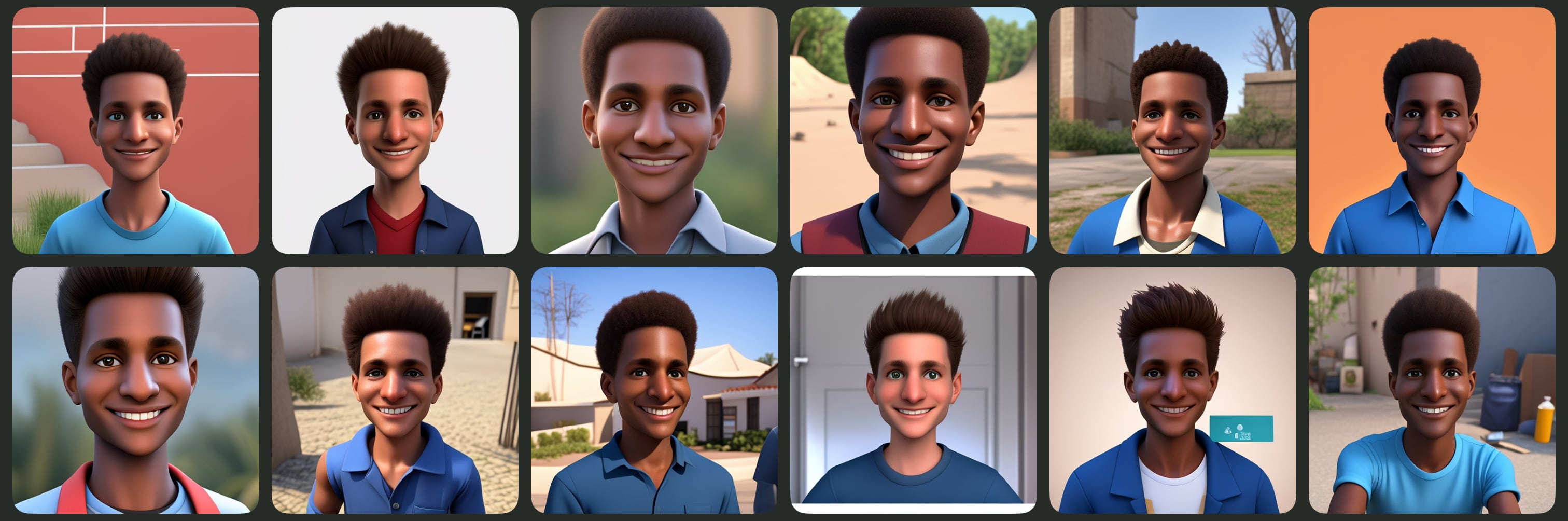 Examples of head shots created by Apple's Image Playground feature, based on a user's own photo.