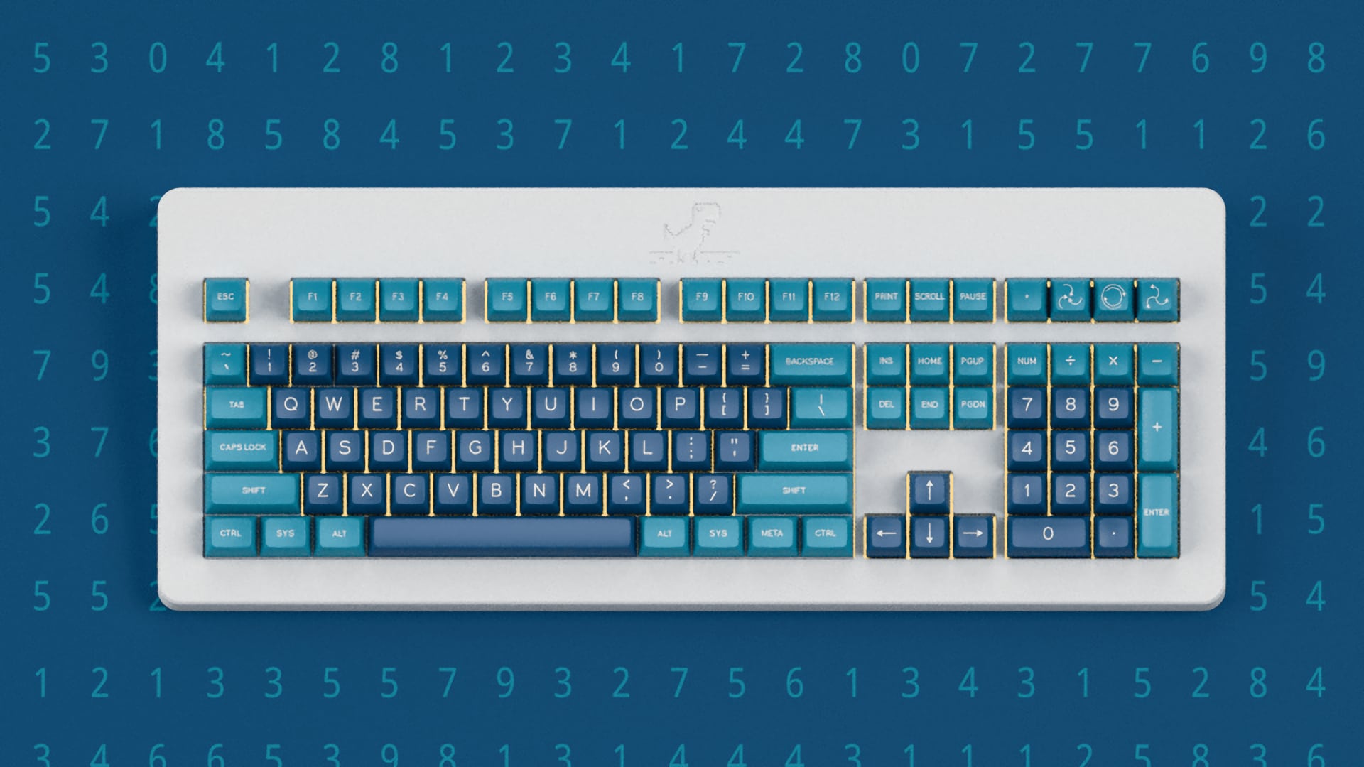 Top-down view of a Signature Plastics mechanical keyboard.