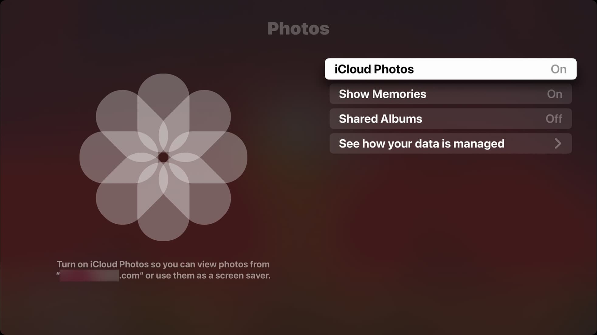 iCloud Photos activated on Apple TV