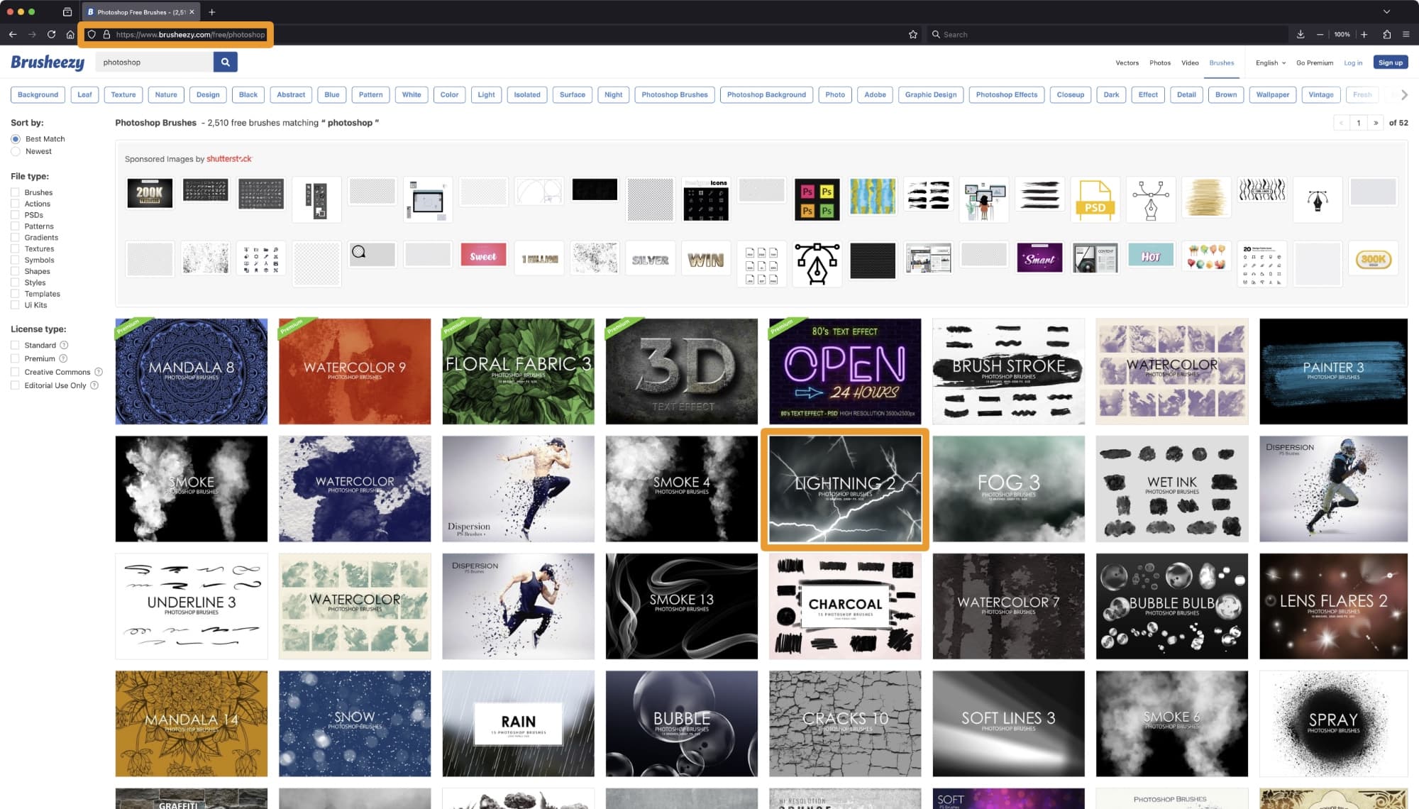 Brusheasy website for free Adobe Photoshop custom brushes.
