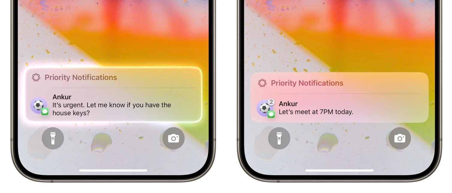 Messages in Priority Notifications on iPhone Lock Screen