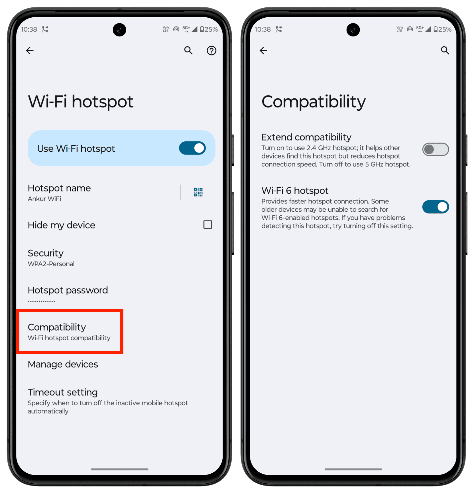Switching to faster 5 GHz Hotspot on Android phone