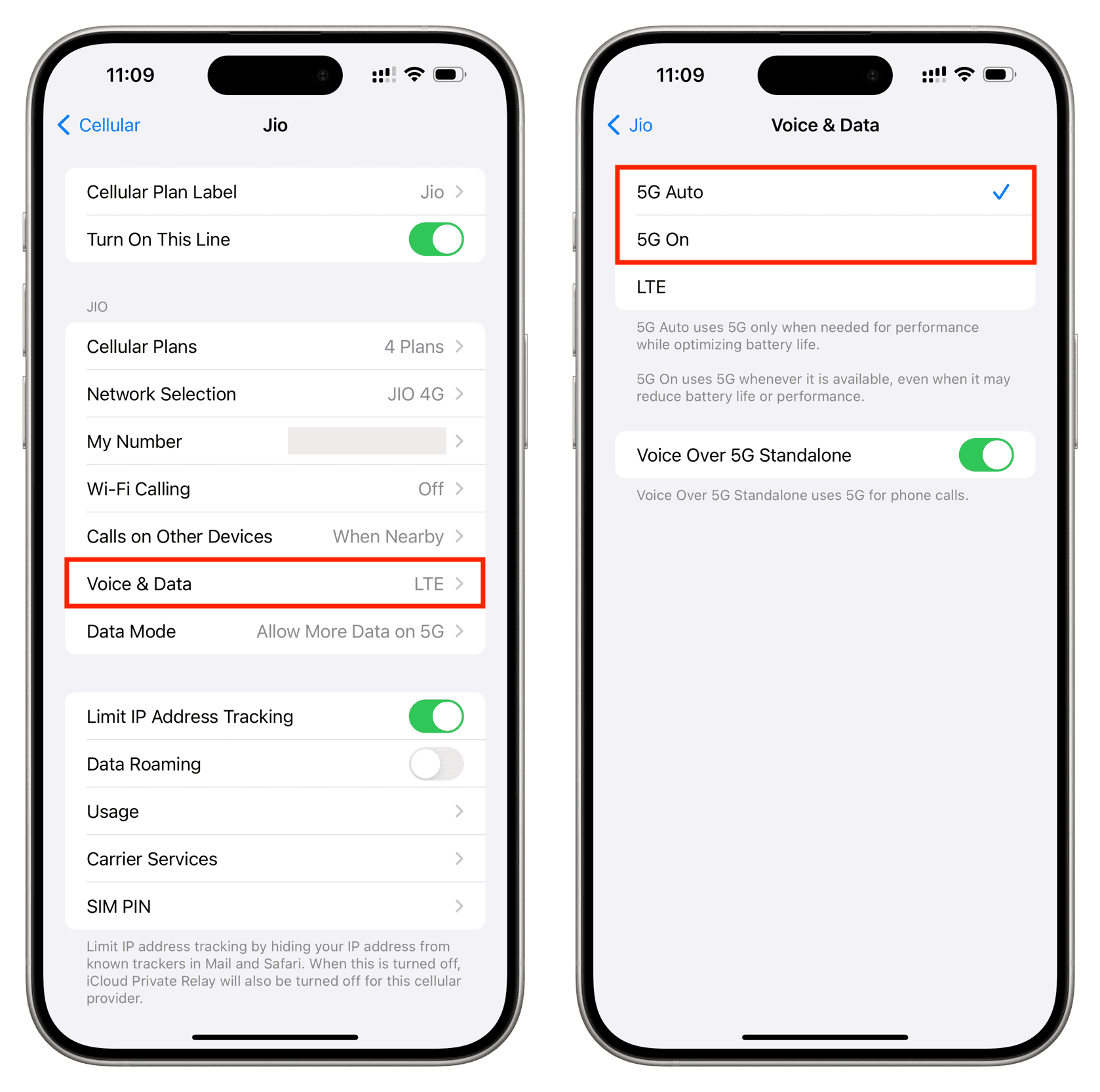 Turn on 5G on iPhone