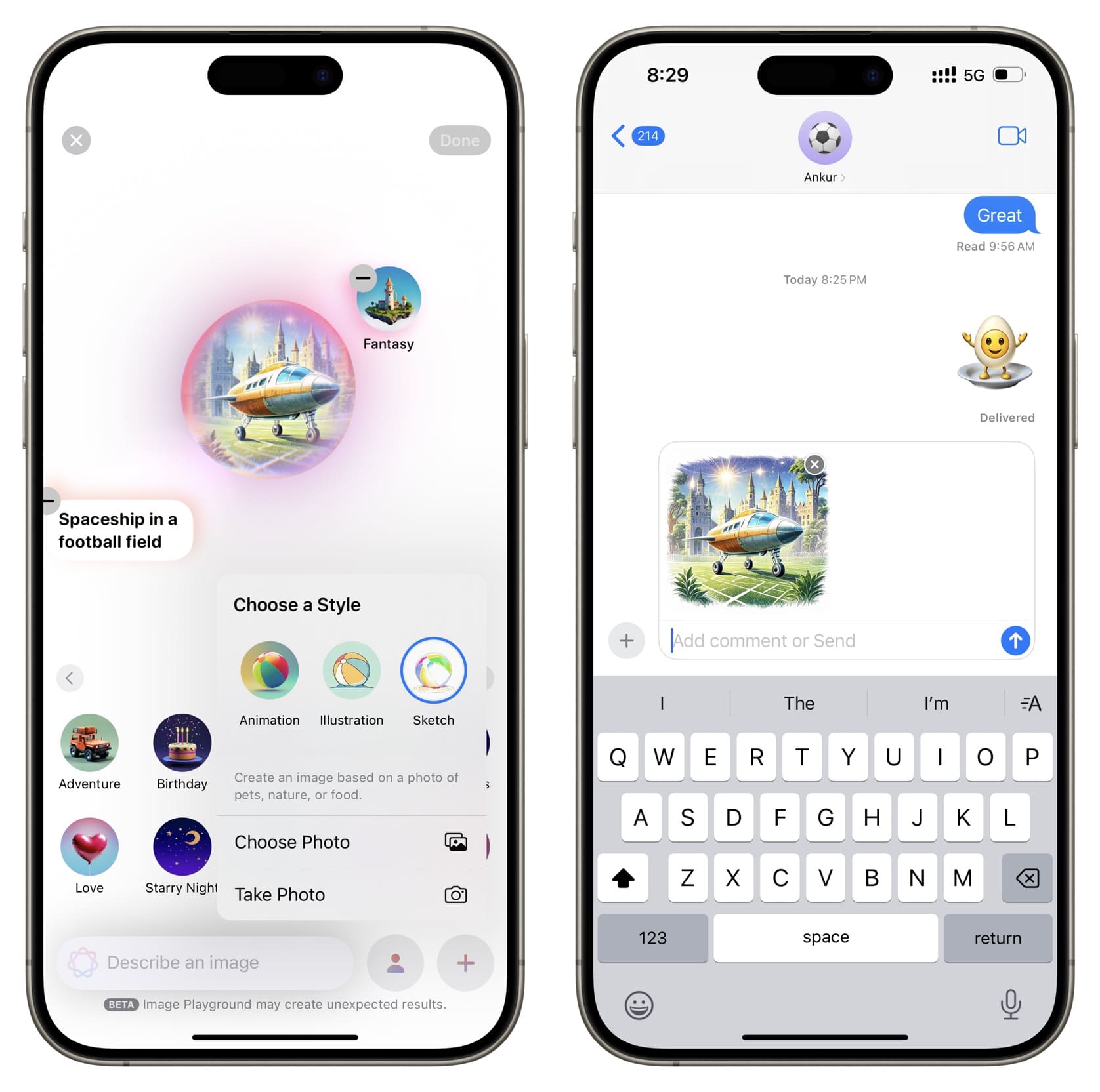 Using Image Playground in iPhone Messages