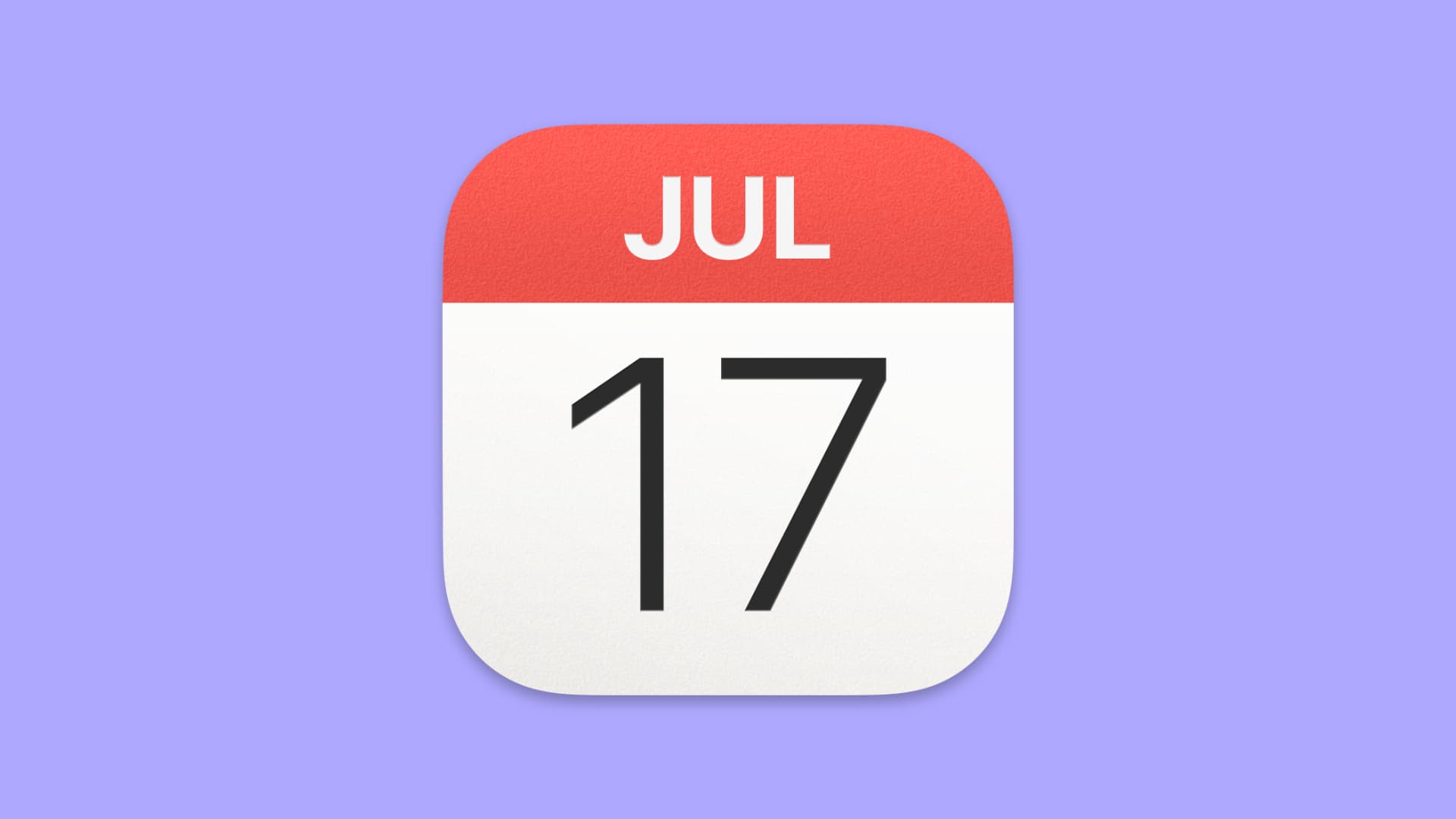 Apple Calendar app icon on a purple background