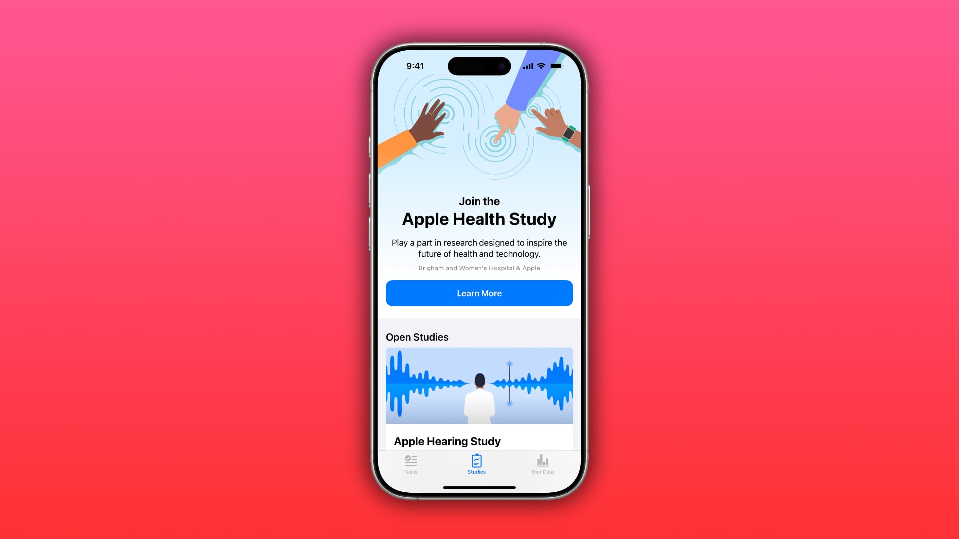 Apple Health Study in the Apple Research app on iPhone.