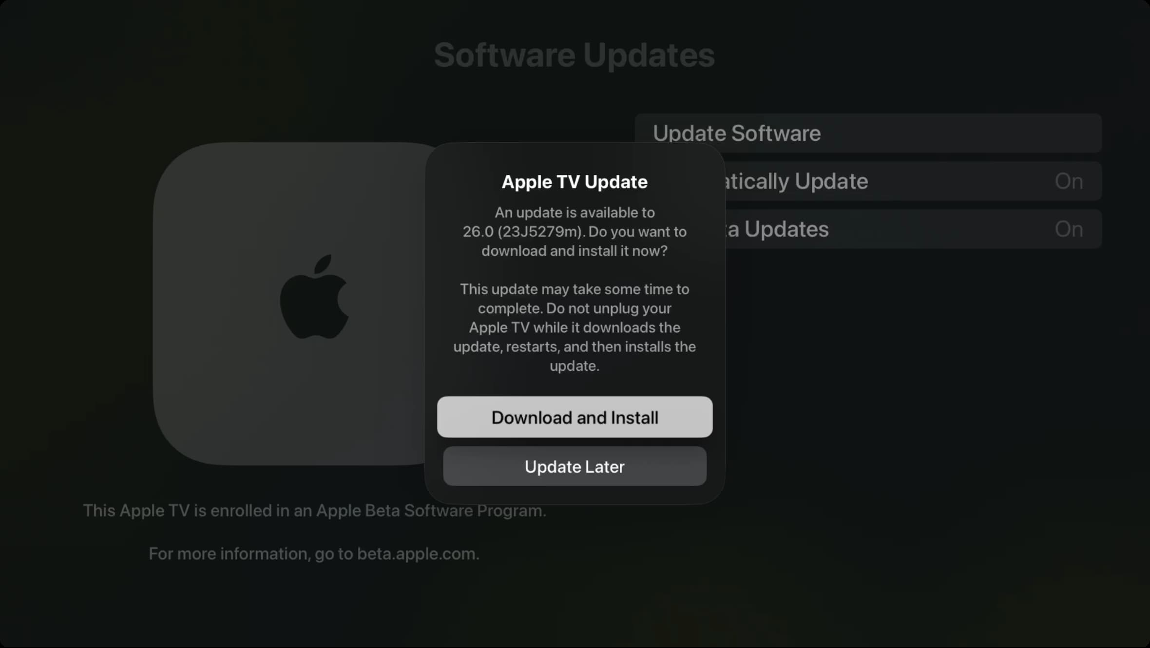 Download and Install tvOS 26 on Apple TV