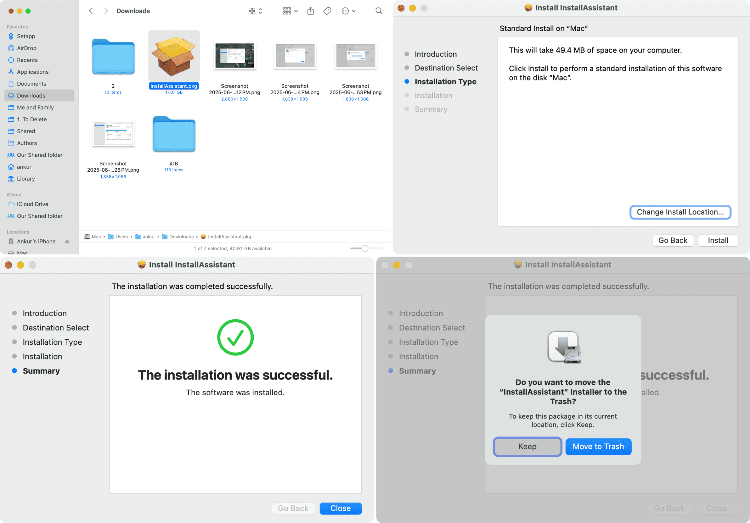 Installing macOS InstallAssistant