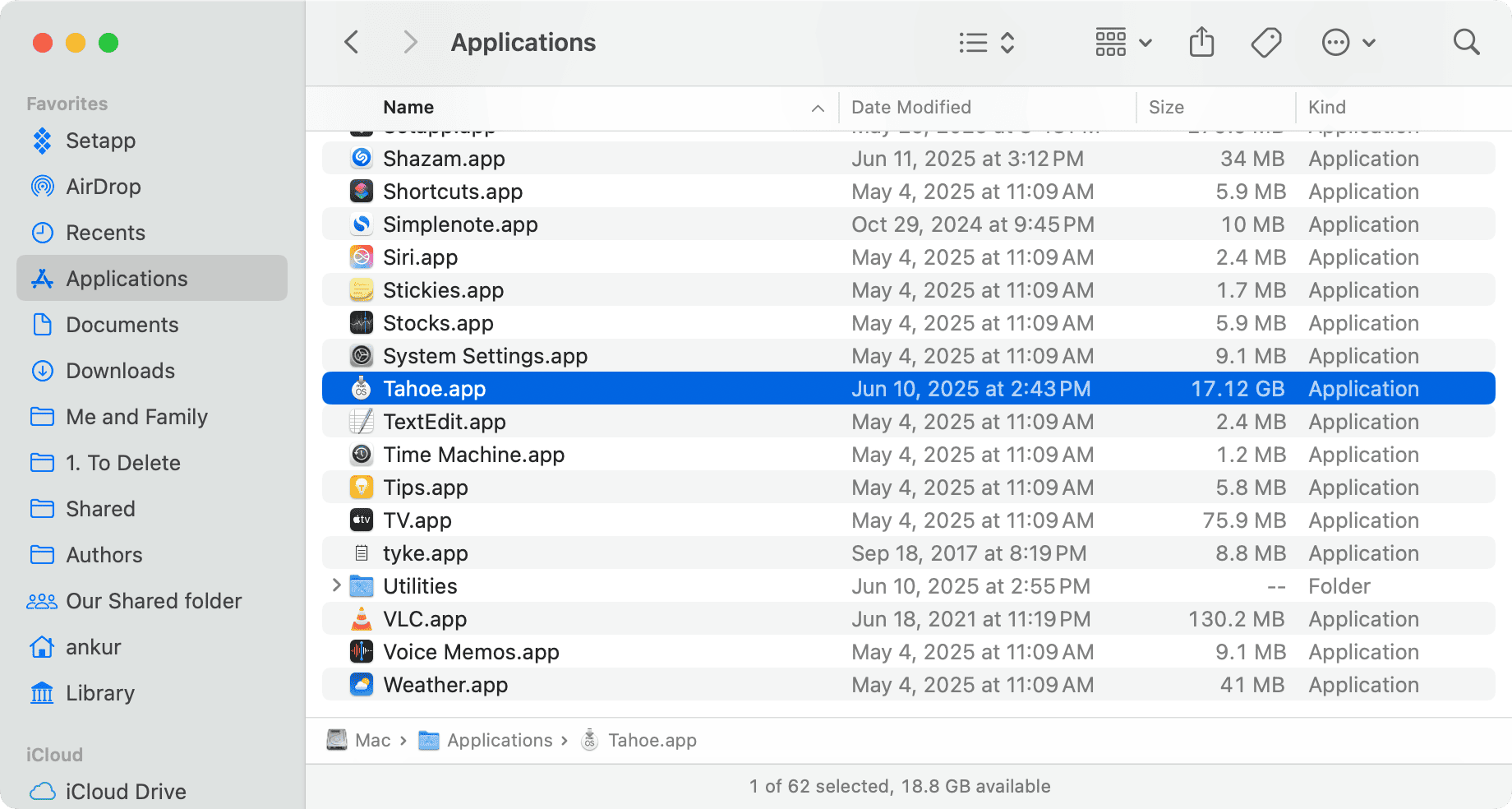 Renaming macOS Installer to Tahoe in Applications folder