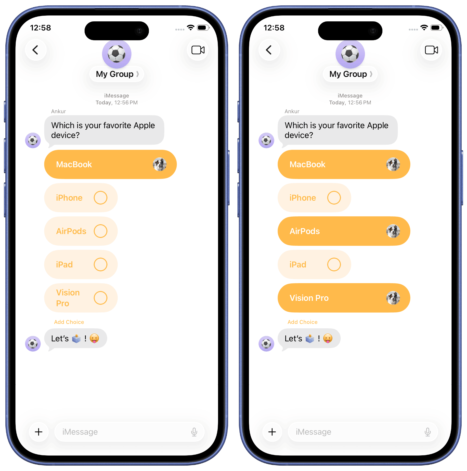 Voting in iMessage poll