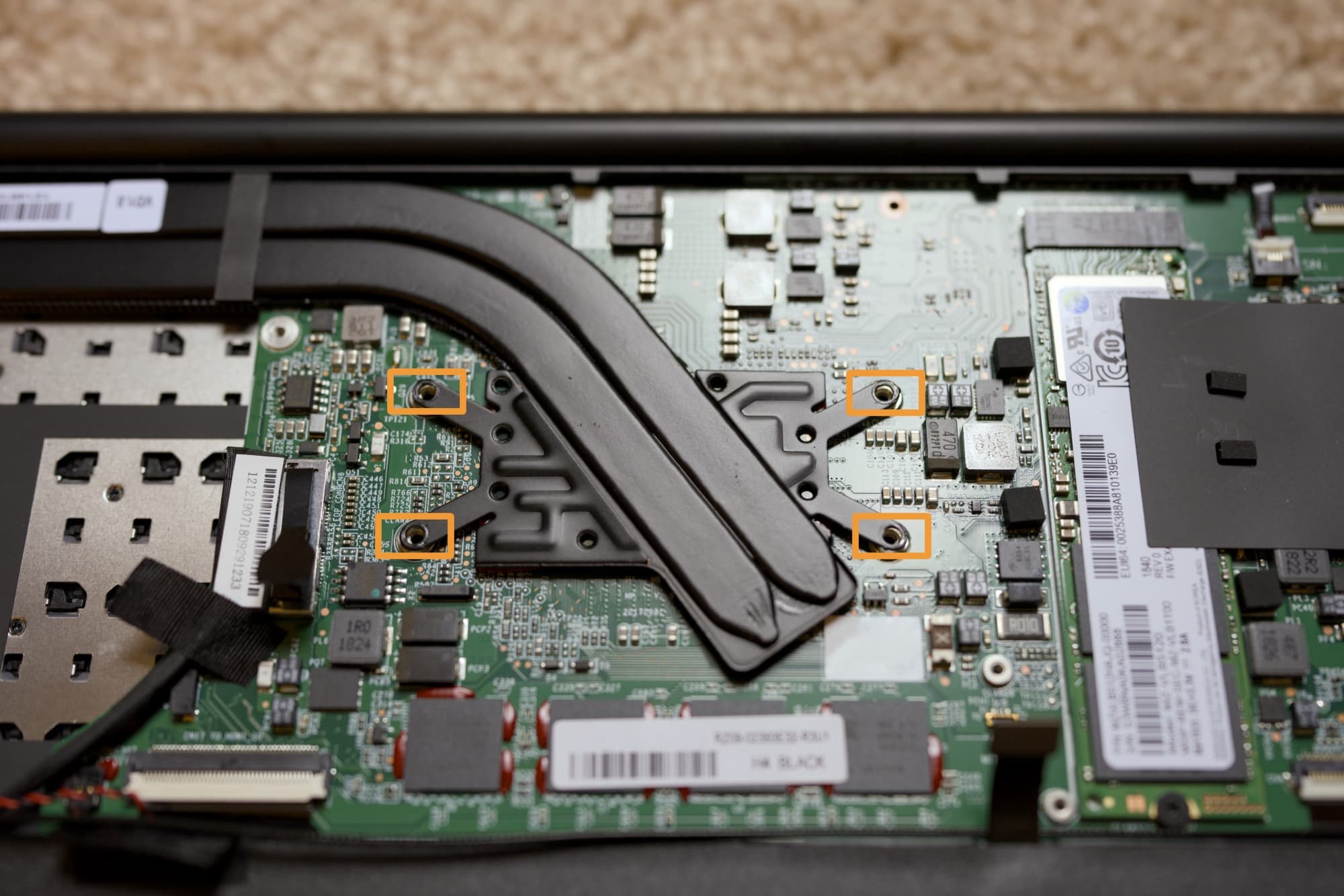 Remove the screws holding the heat pipe.