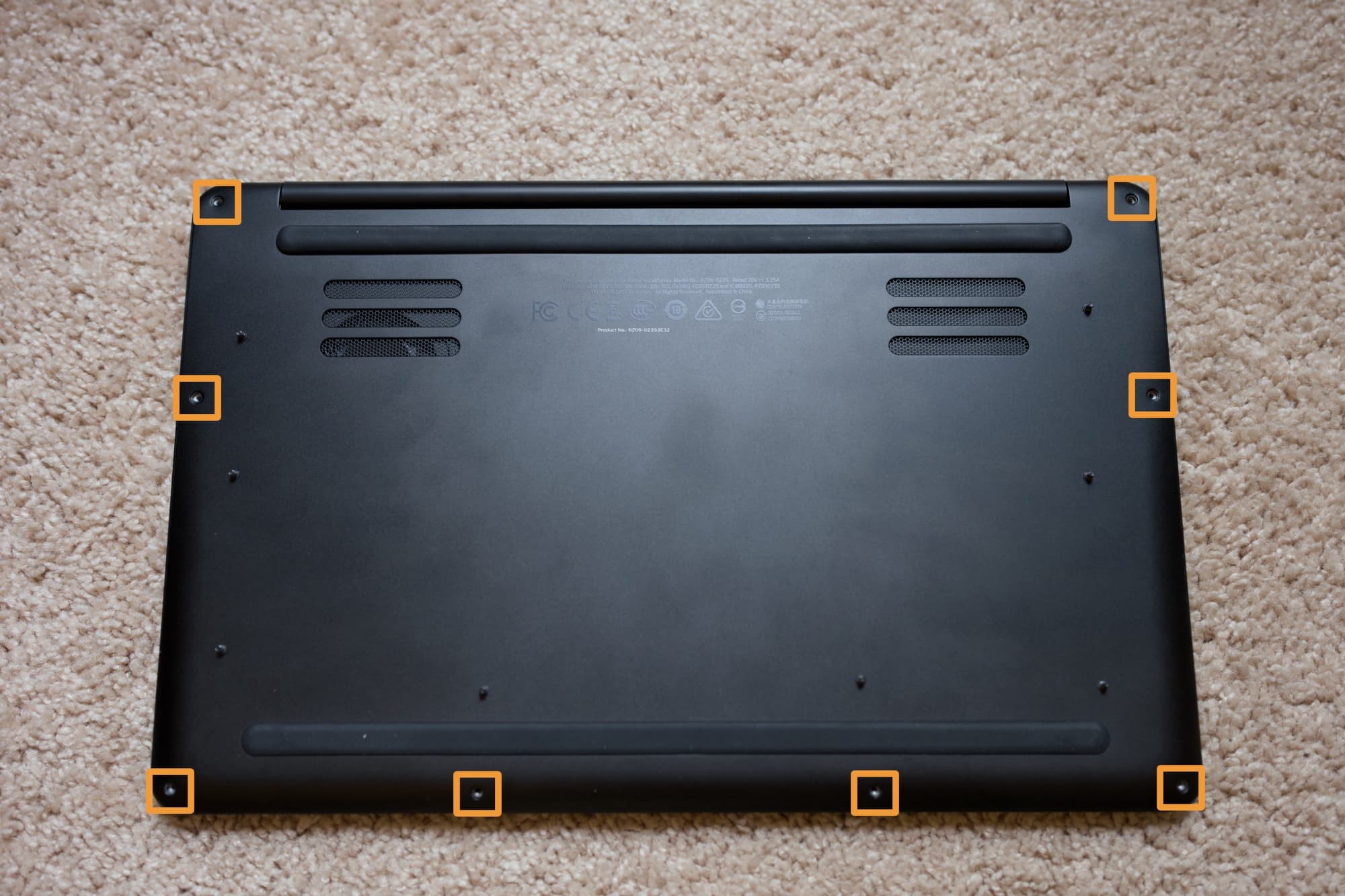 Remove bottom screws from laptop case.