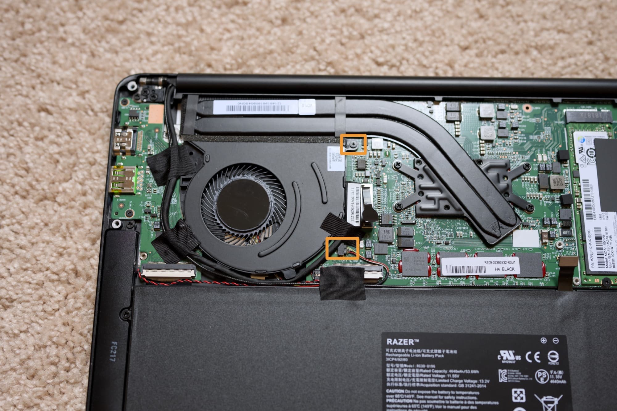 Replace the laptop cooling fan.